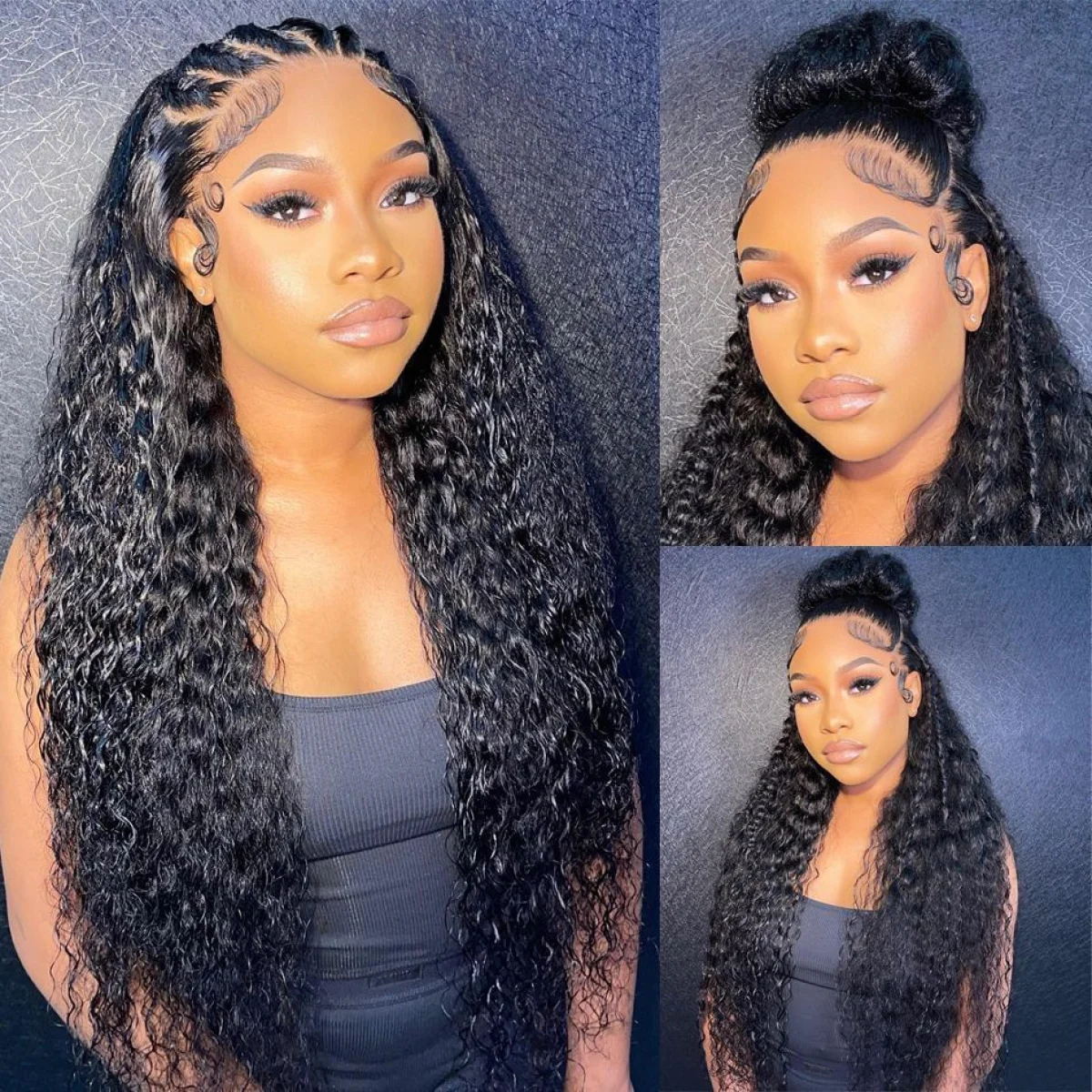 32-Inch water wave kinky curly lace frontal wigs (13x4, 13x6 HD lace frontal wig, deep wave wear and
